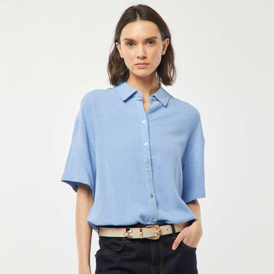 Oversized linen blouse BLUE
