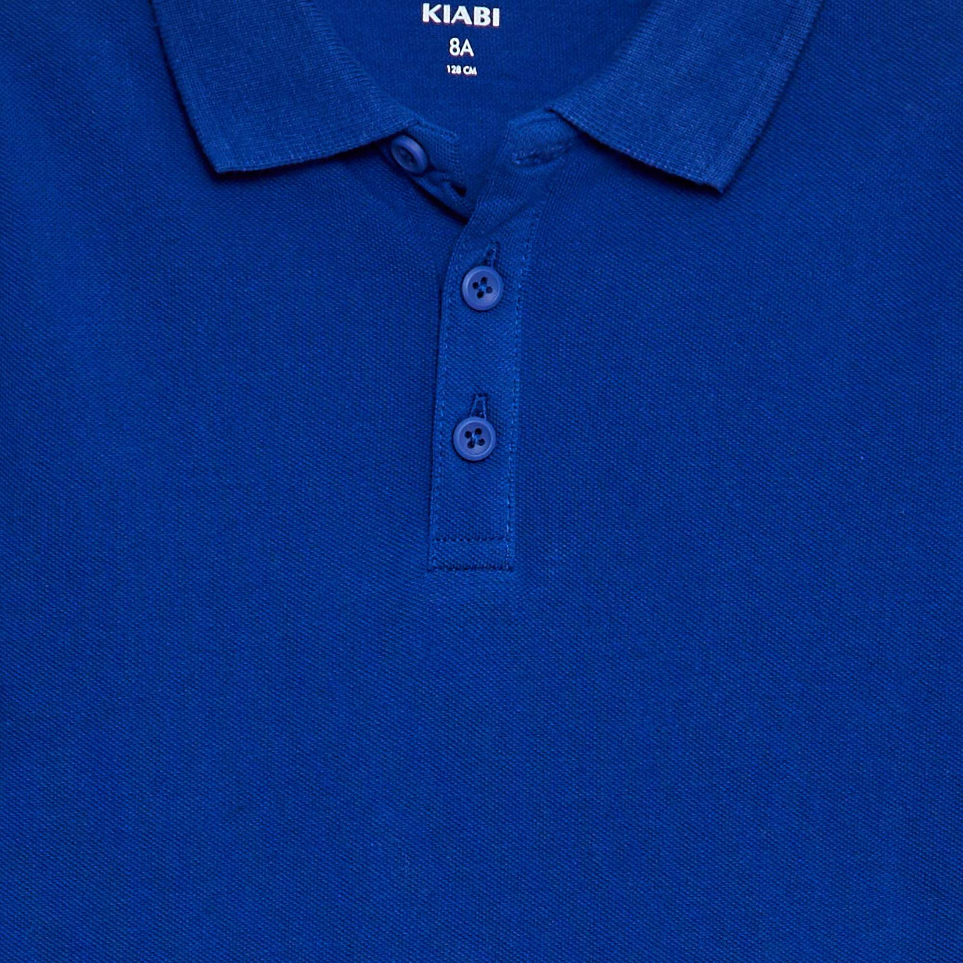 Plain piqué knit polo shirt BLUE