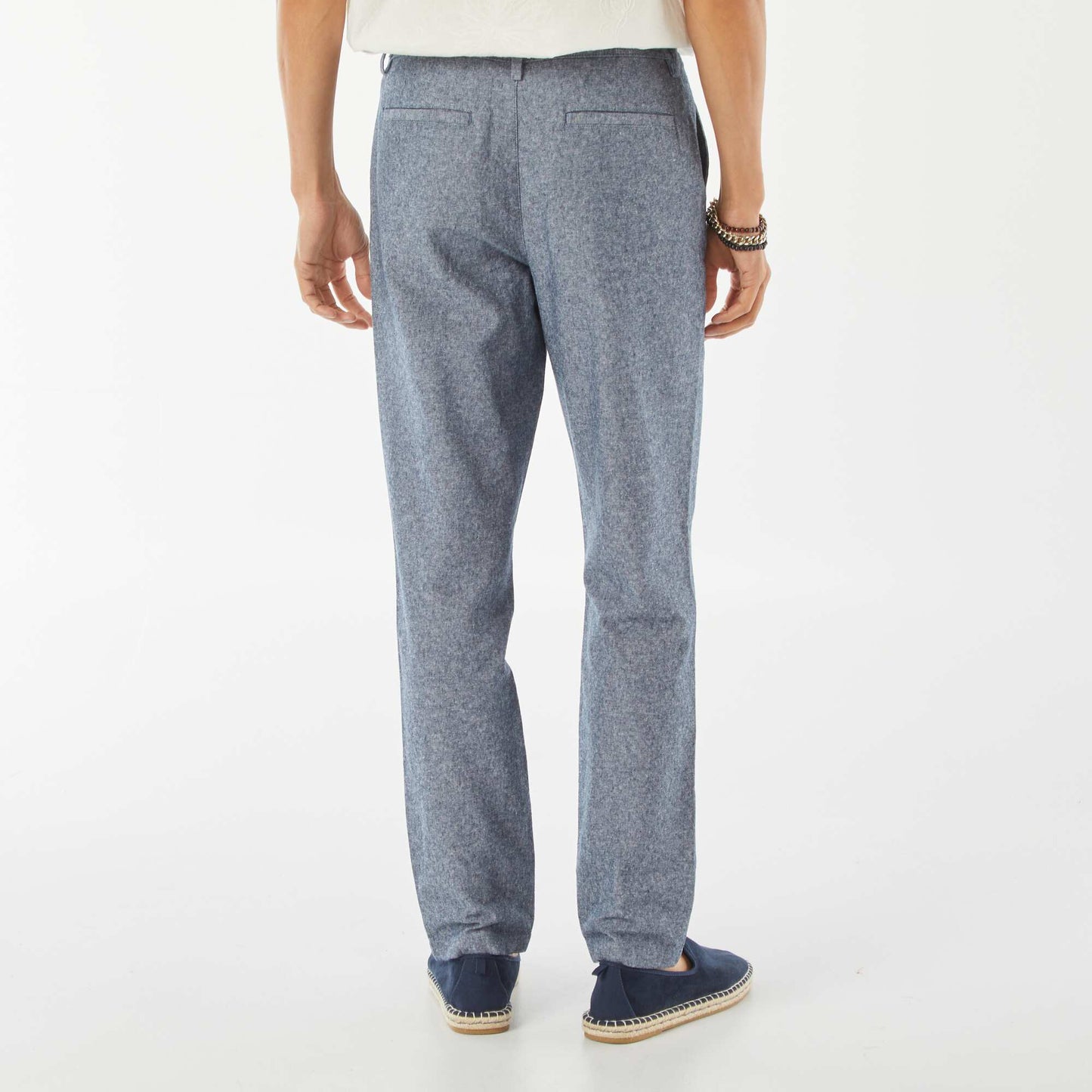 Straight-leg linen-blend chinos BLUE