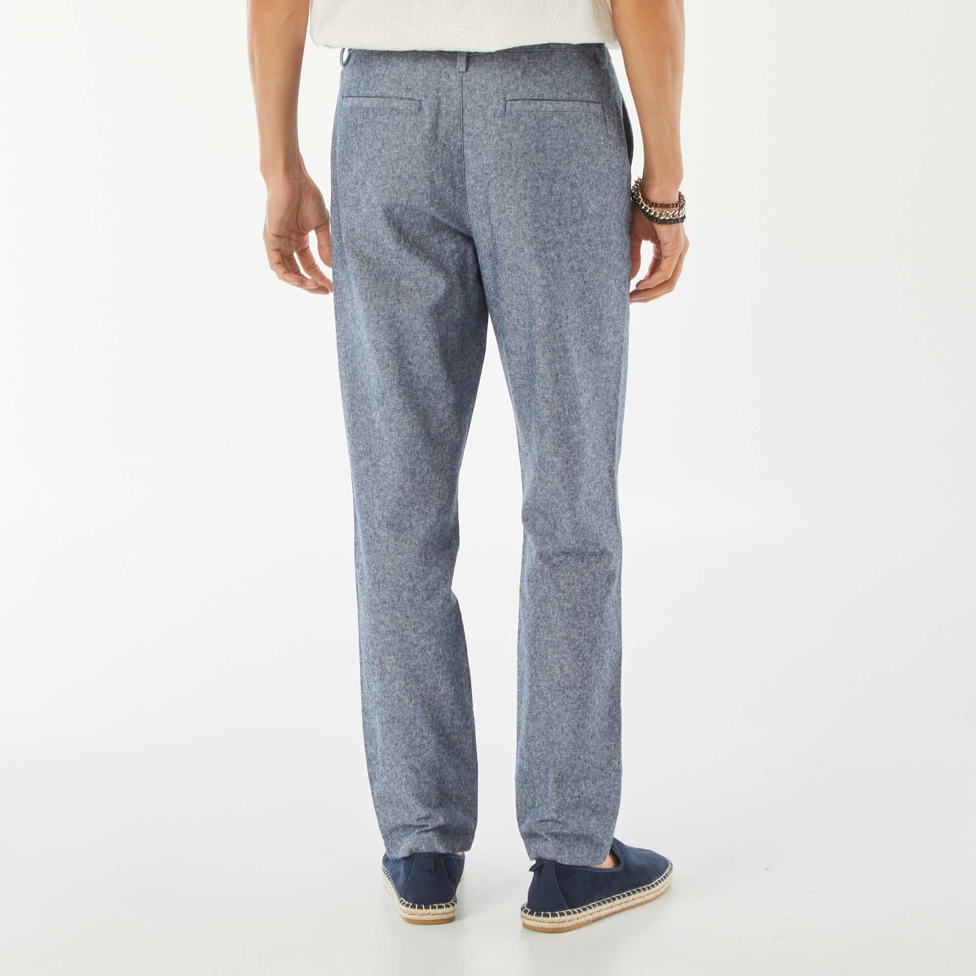 Straight-leg linen-blend chinos BLUE