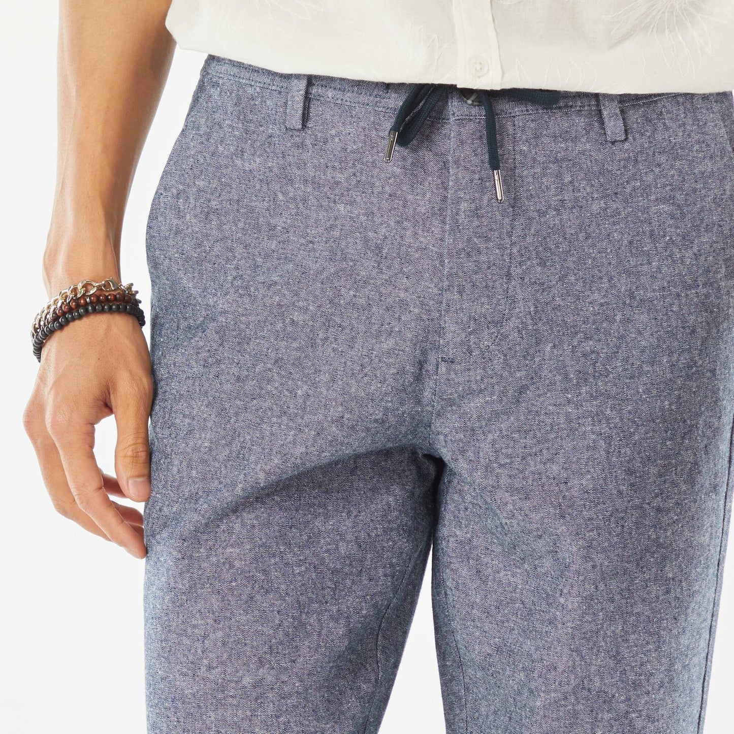 Straight-leg linen-blend chinos BLUE