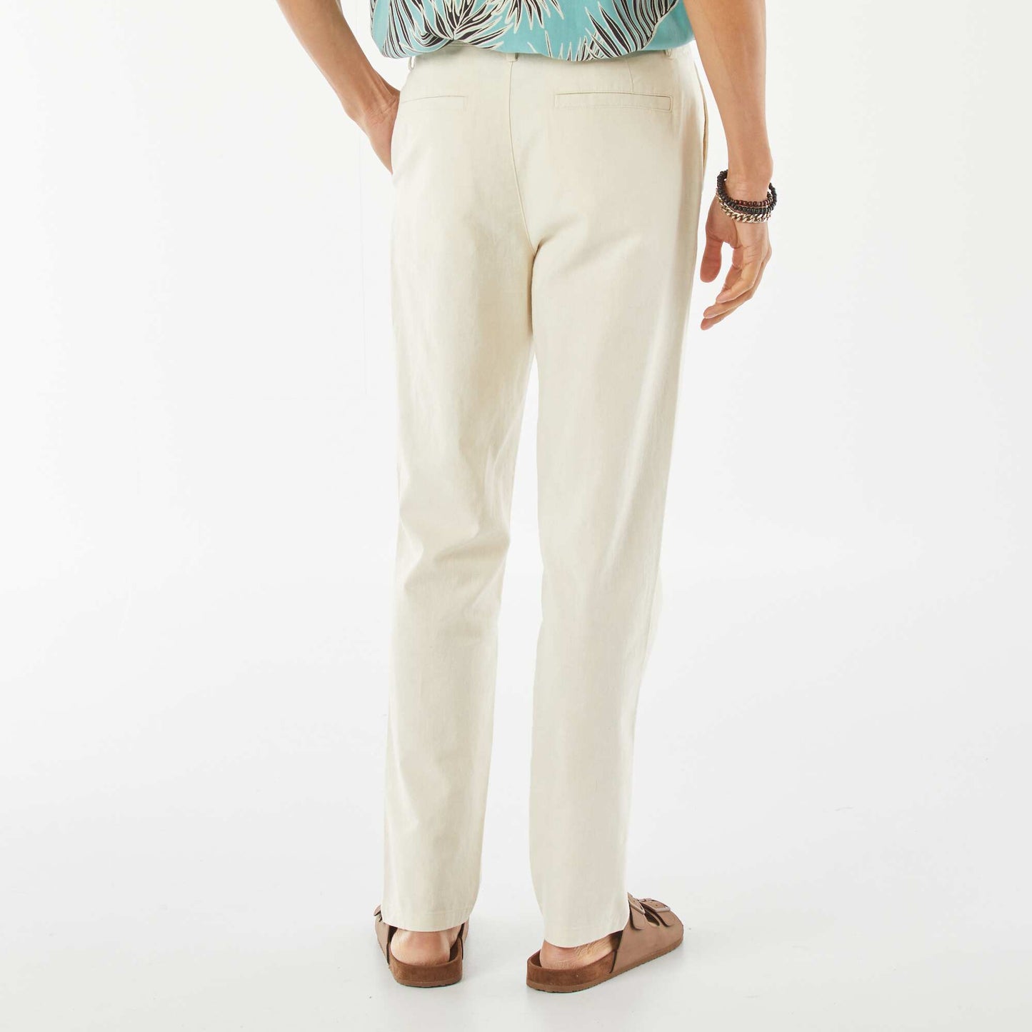 Straight-leg linen-blend chinos WHITE
