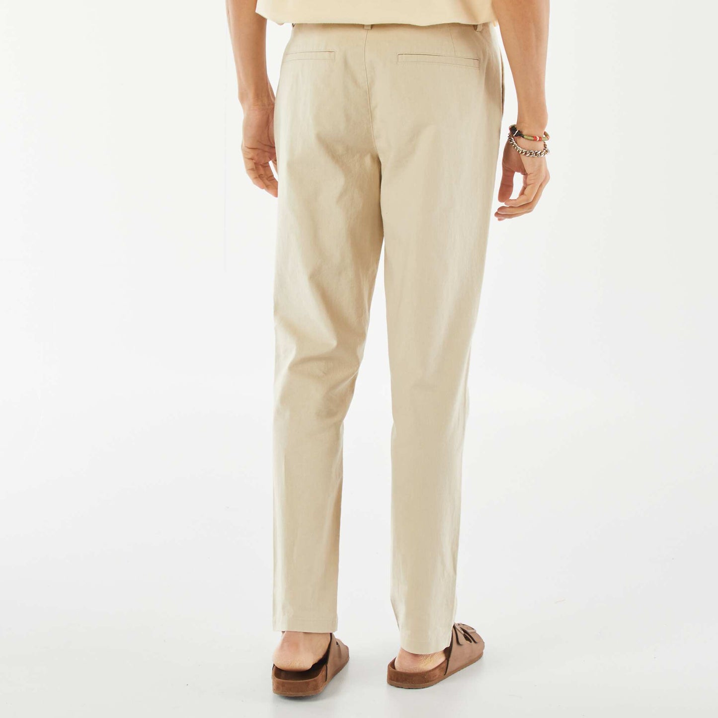 Straight-leg linen-blend chinos BEIGE