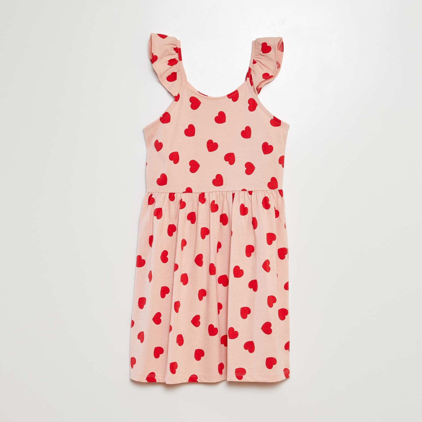 Patterned dress with ruffled straps RED