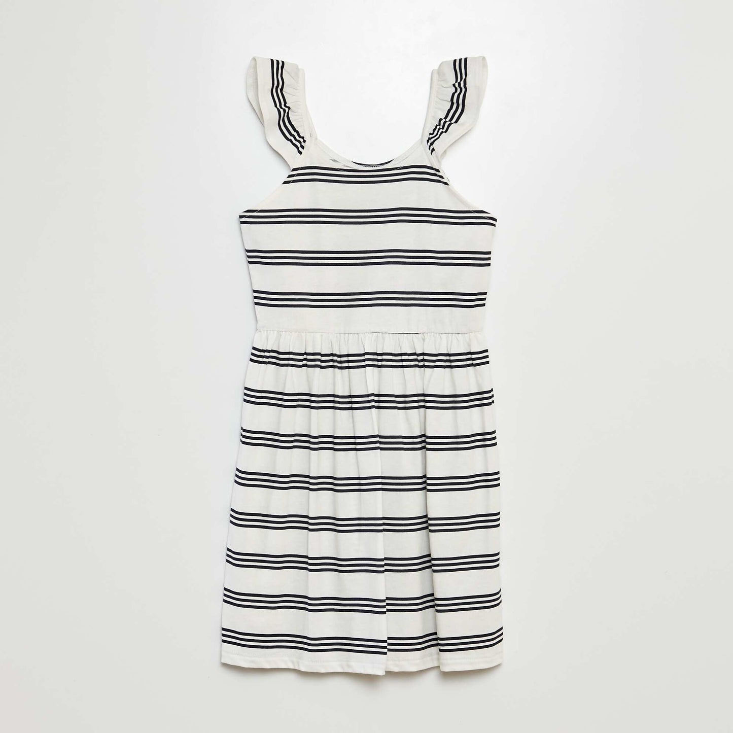Patterned dress with ruffled straps BLUE