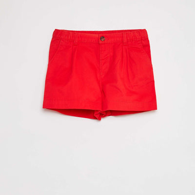 Plain shorts with adjustable waist RED