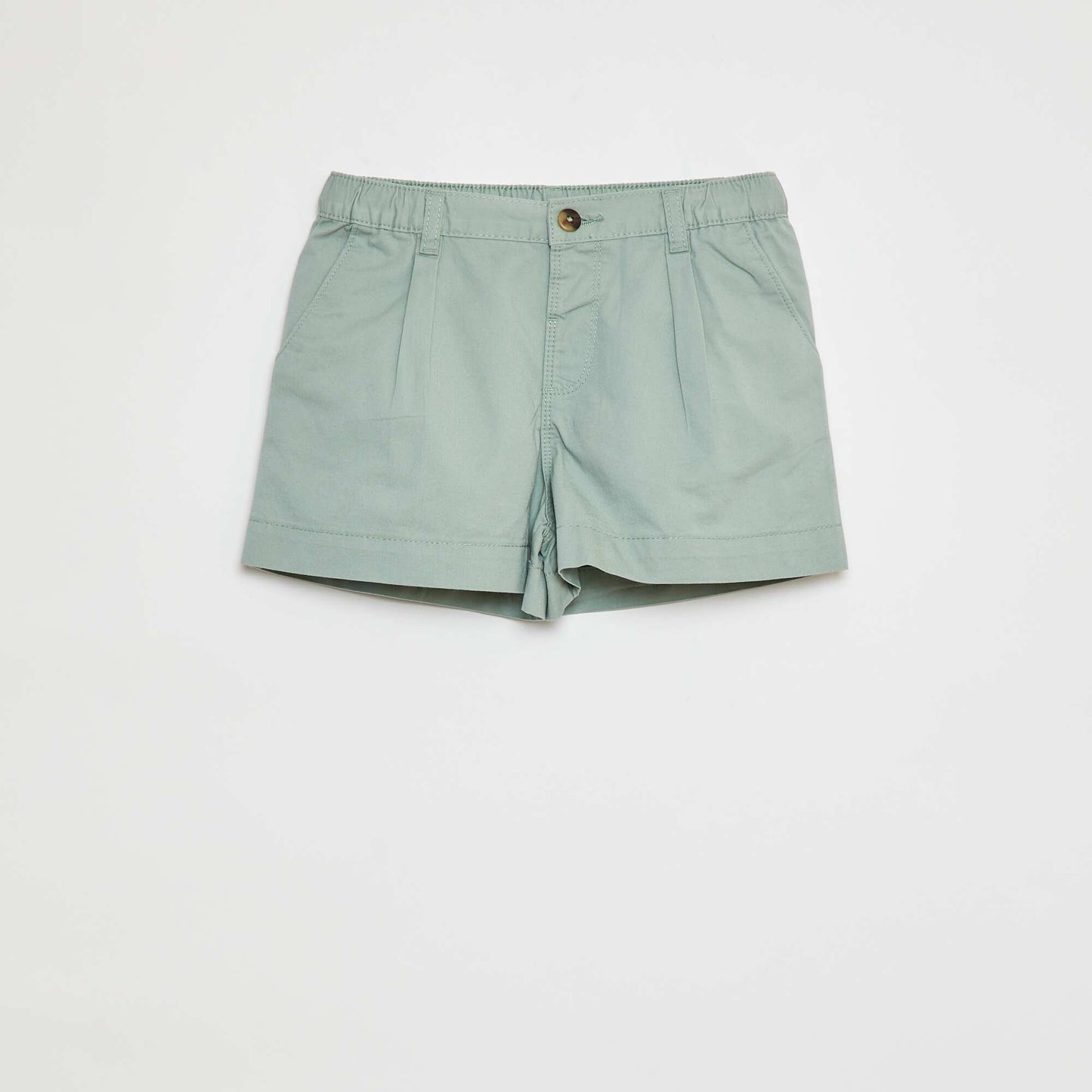 Plain shorts with adjustable waist GREEN