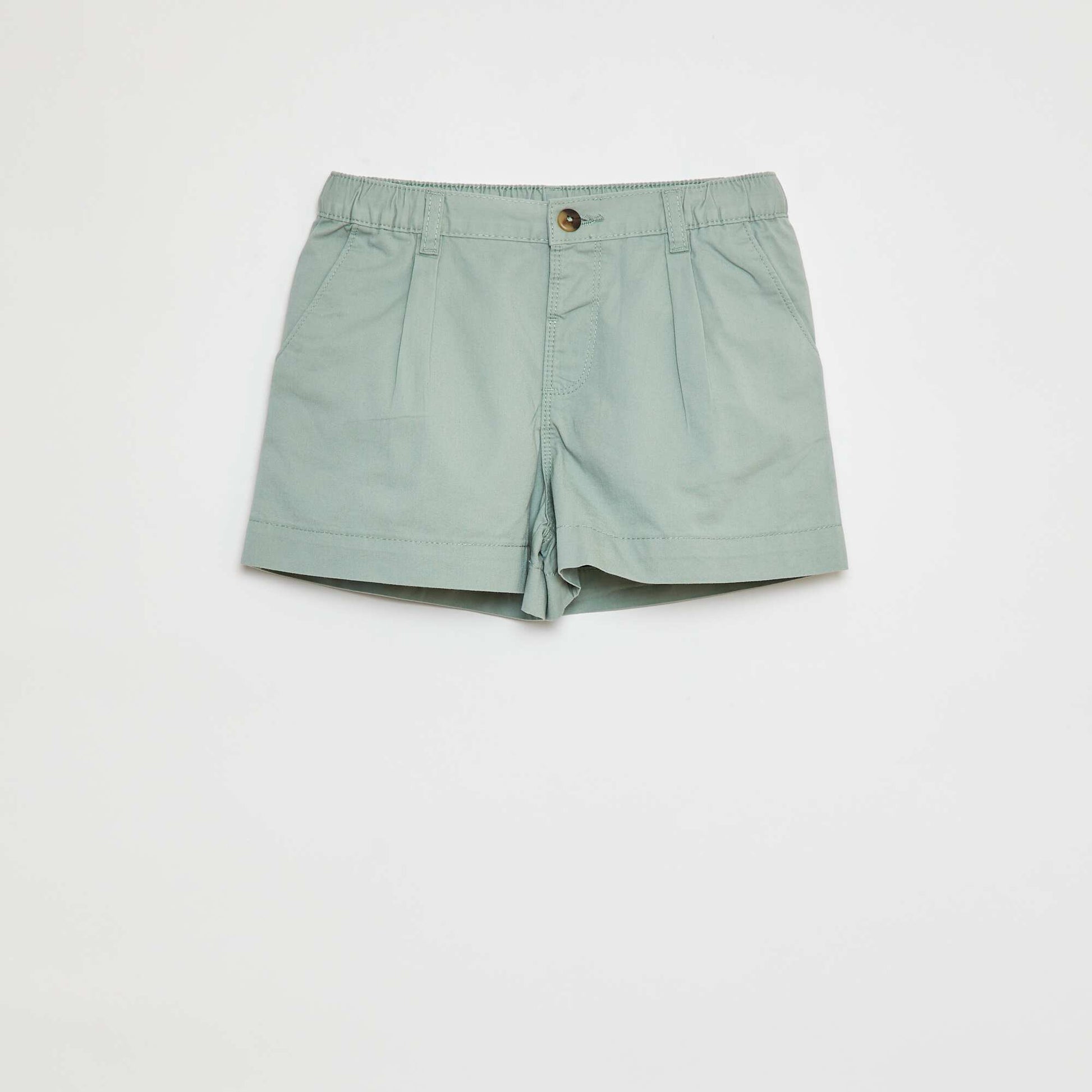 Plain shorts with adjustable waist GREEN