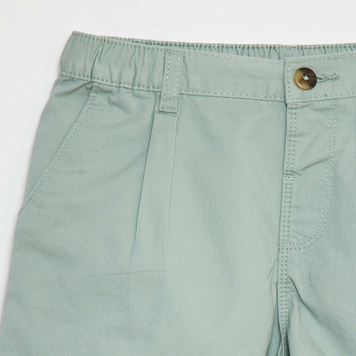 Plain shorts with adjustable waist GREEN