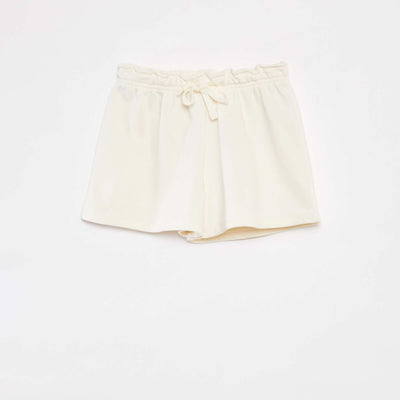 Plain sweatshirt fabric shorts WHITE
