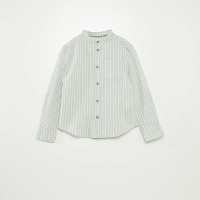 Linen-blend shirt GREEN