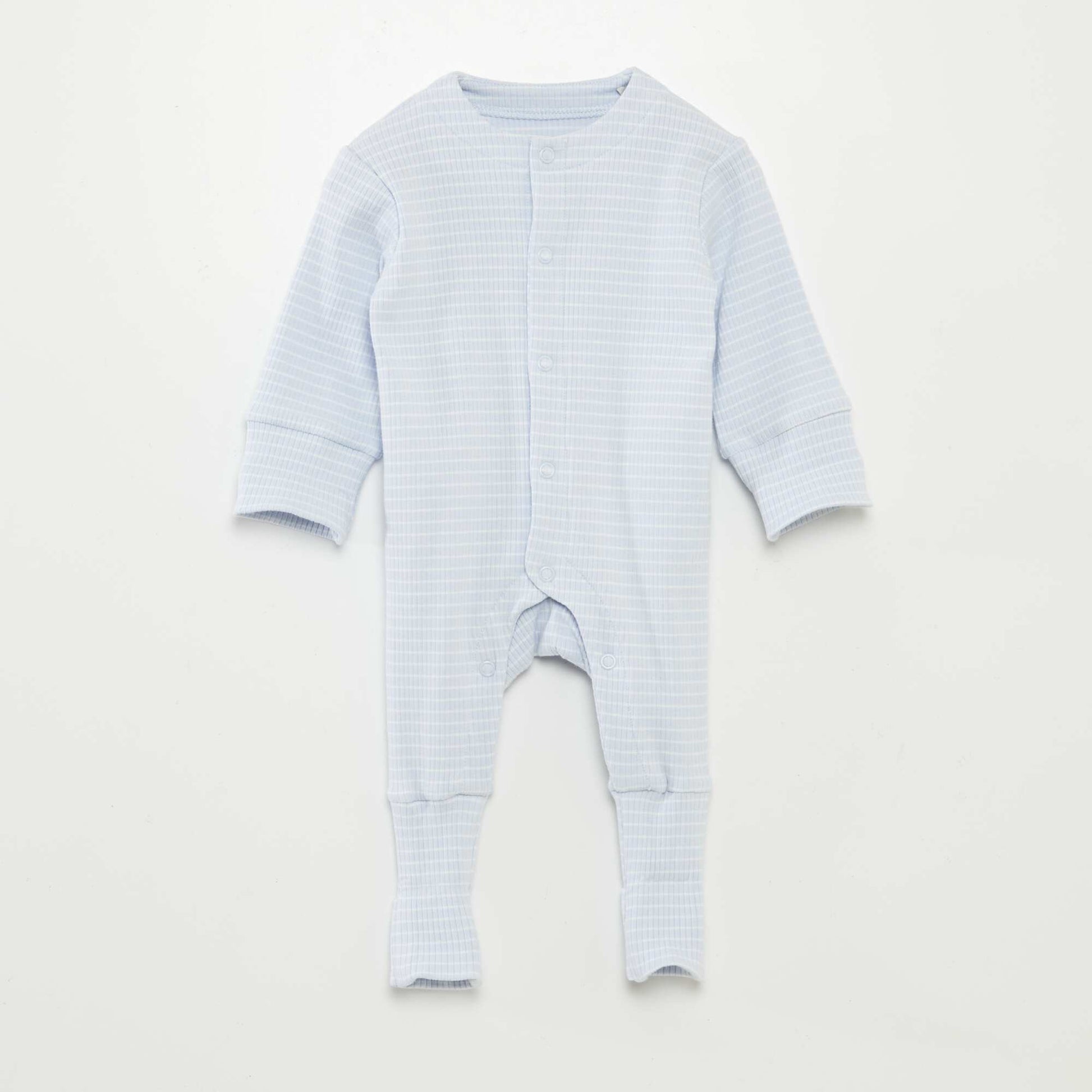 Striped grow-with-baby sleepsuit BLUE