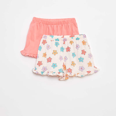Pack of 2 pairs of ruffled shorts PINK