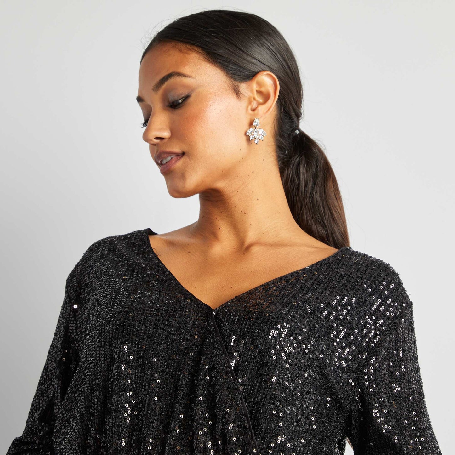 Sequined party playsuit black