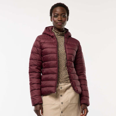 Lightweight Padded Jacket with Hood RED