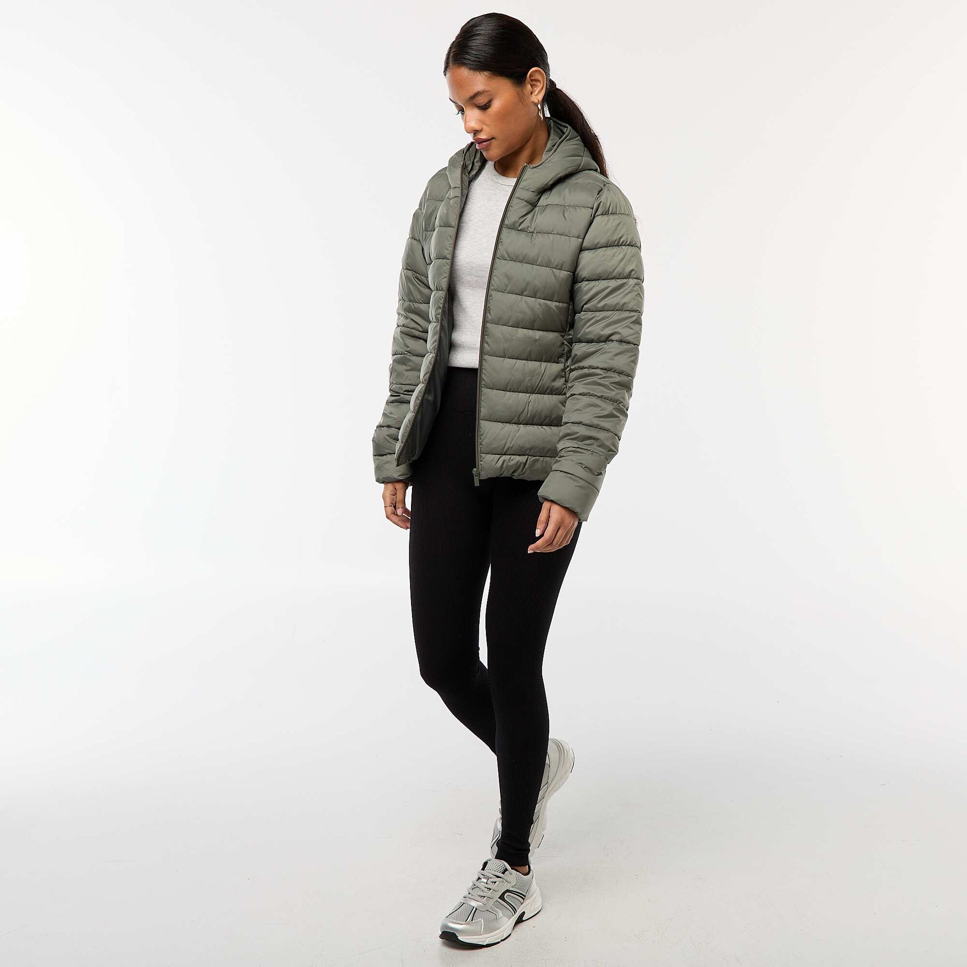 Lightweight Padded Jacket with Hood GREEN