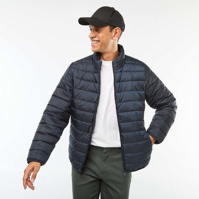 Plain lightweight quilted padded jacket BLUE