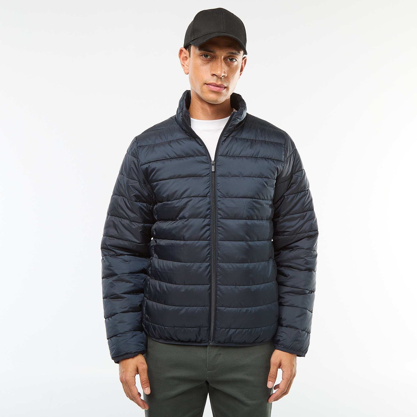 Plain lightweight quilted padded jacket BLUE