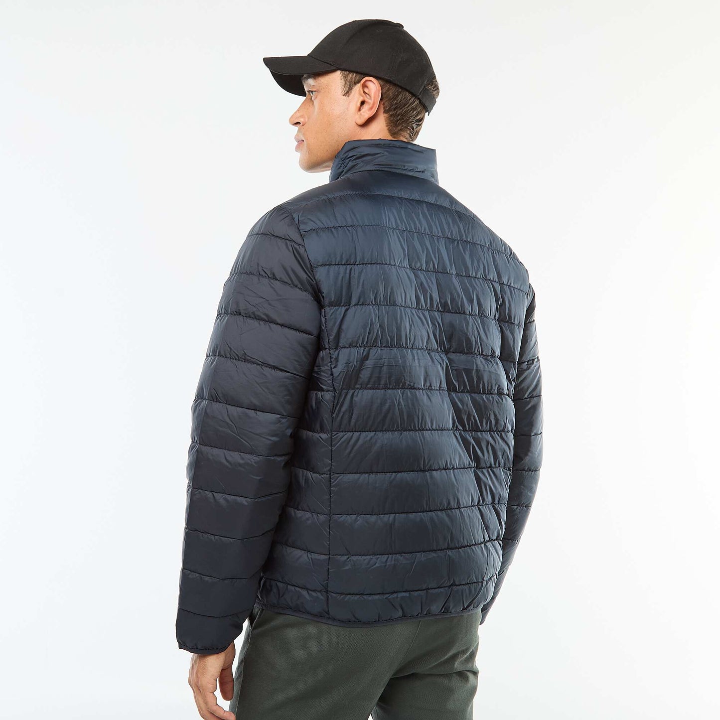 Plain lightweight quilted padded jacket BLUE