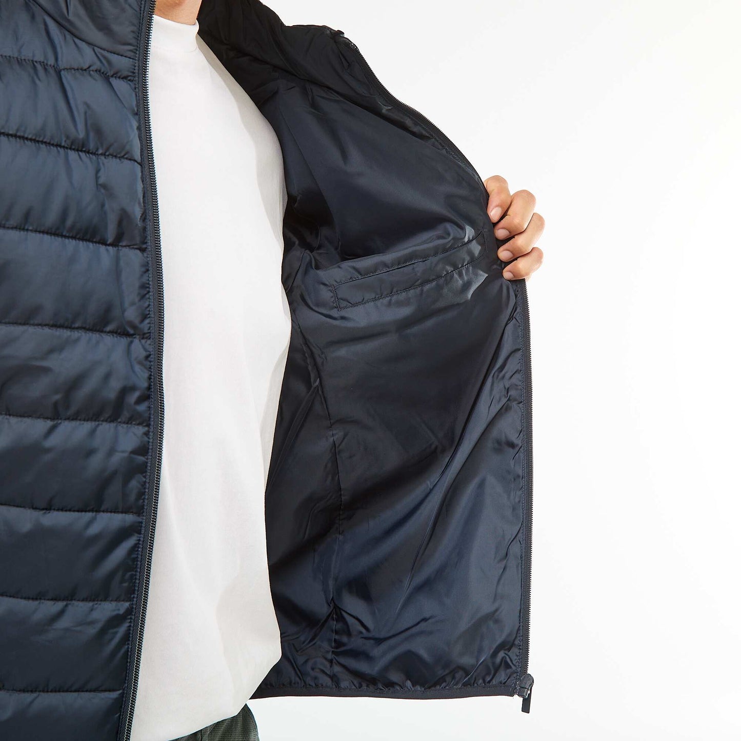 Plain lightweight quilted padded jacket BLUE