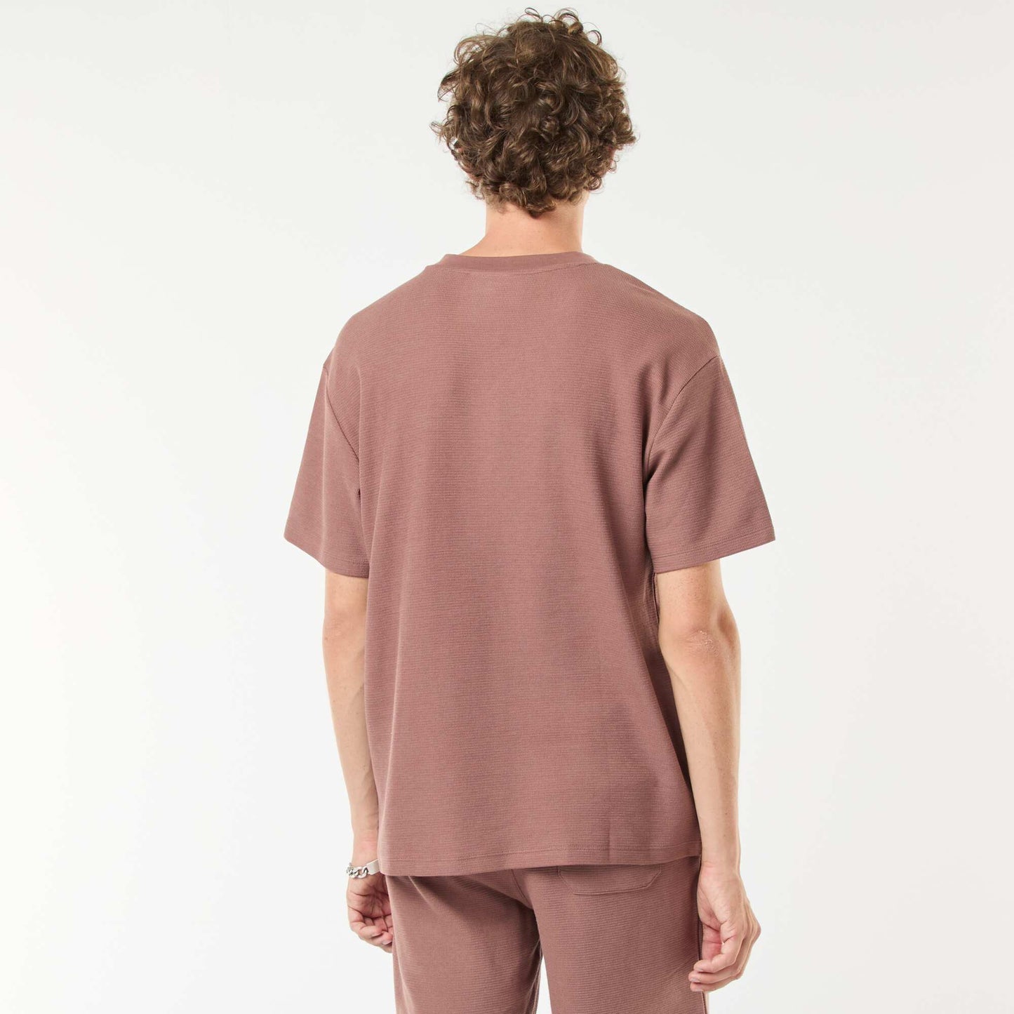 V-neck knit T-shirt BROWN