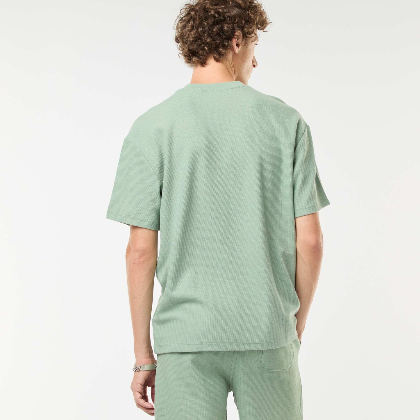 V-neck knit T-shirt GREEN