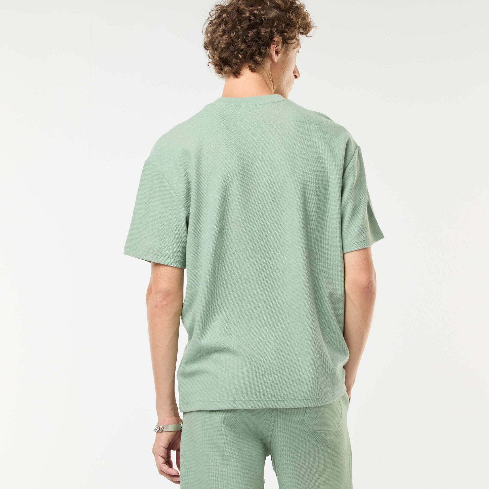 V-neck knit T-shirt GREEN