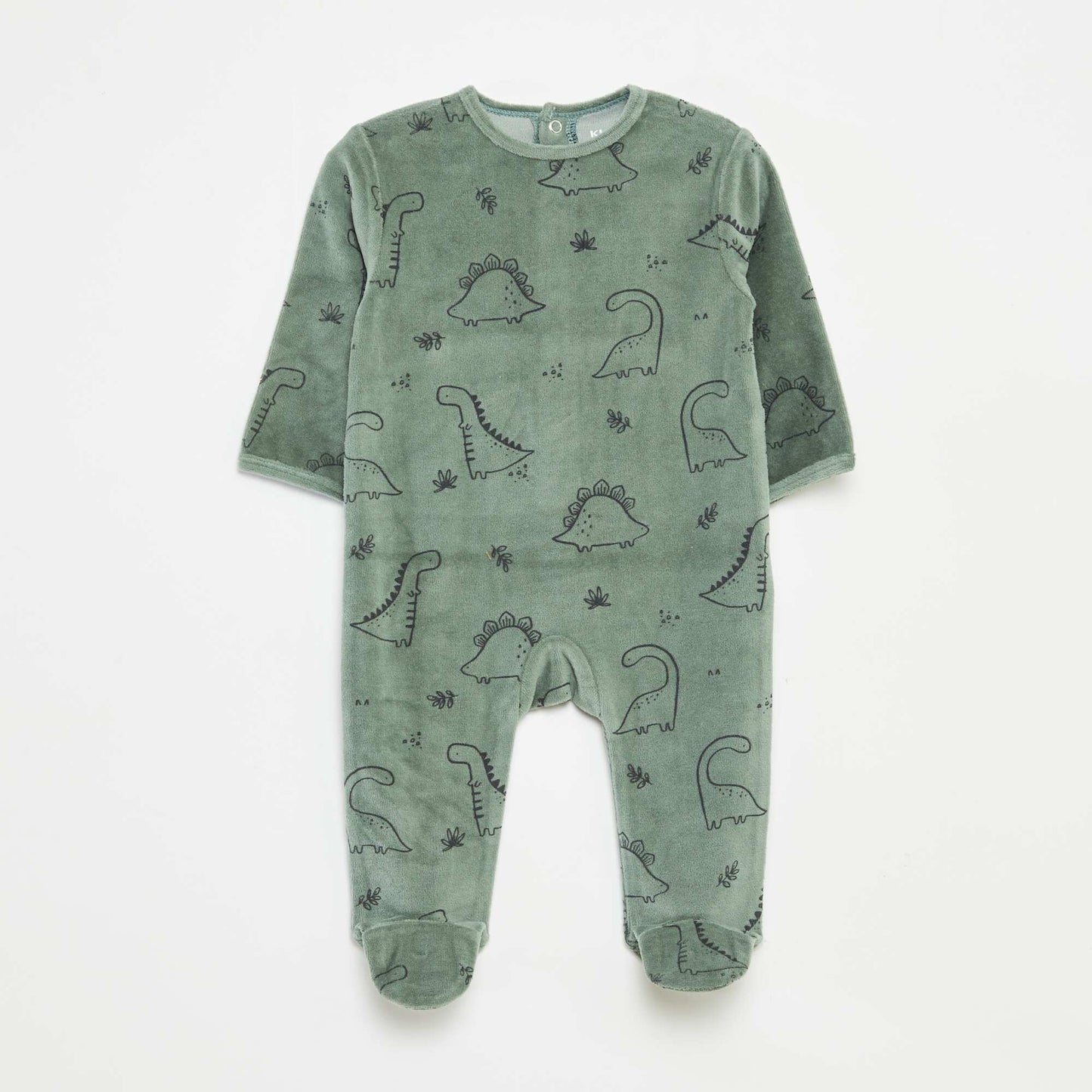 Velour sleepsuit with motif KHAKI