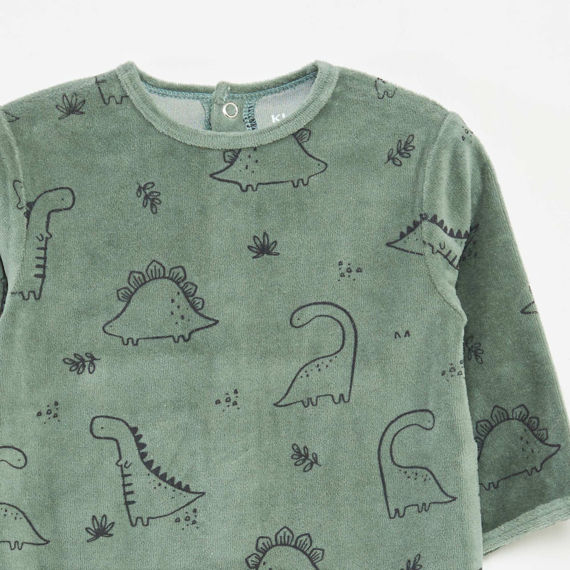 Velour sleepsuit with motif KHAKI
