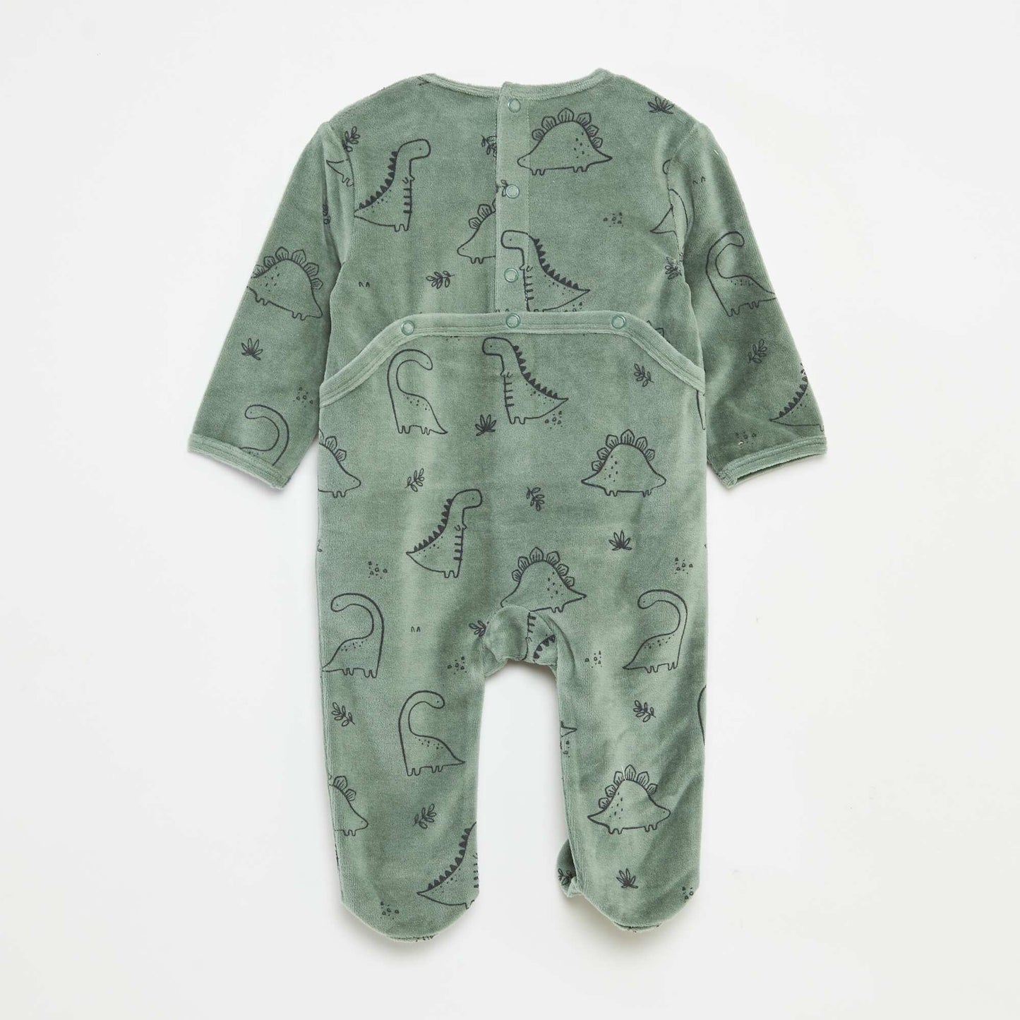 Velour sleepsuit with motif KHAKI