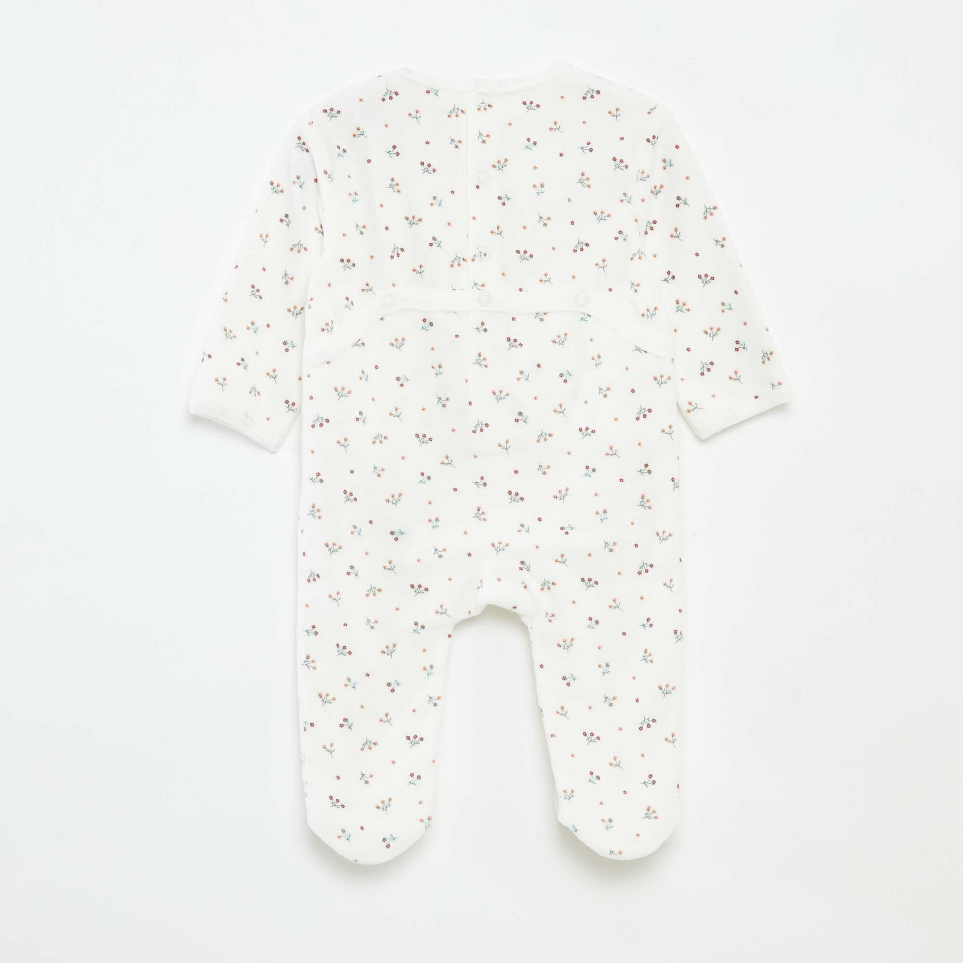 Velour sleepsuit with motif BEIGE