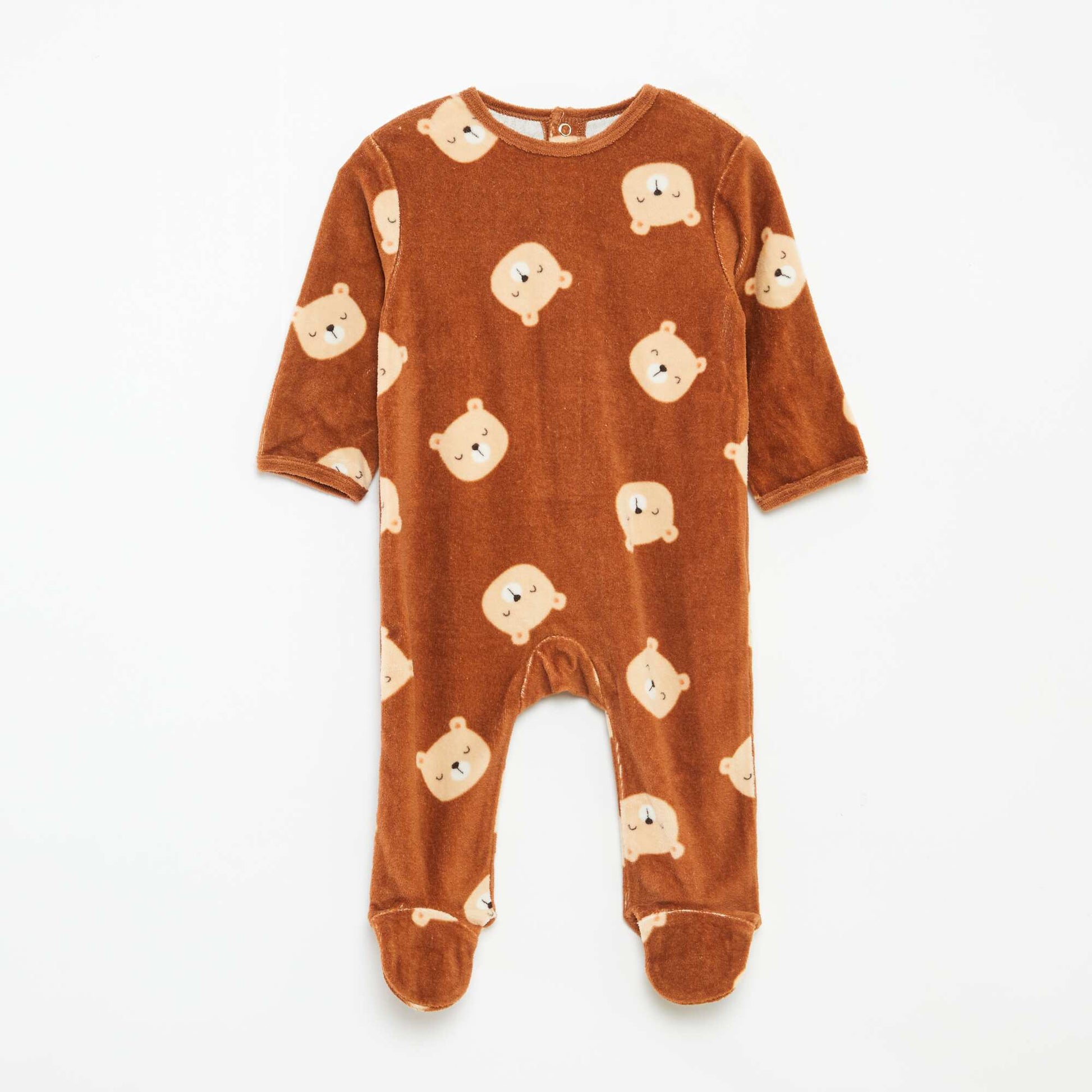 Velour sleepsuit with motif BROWN