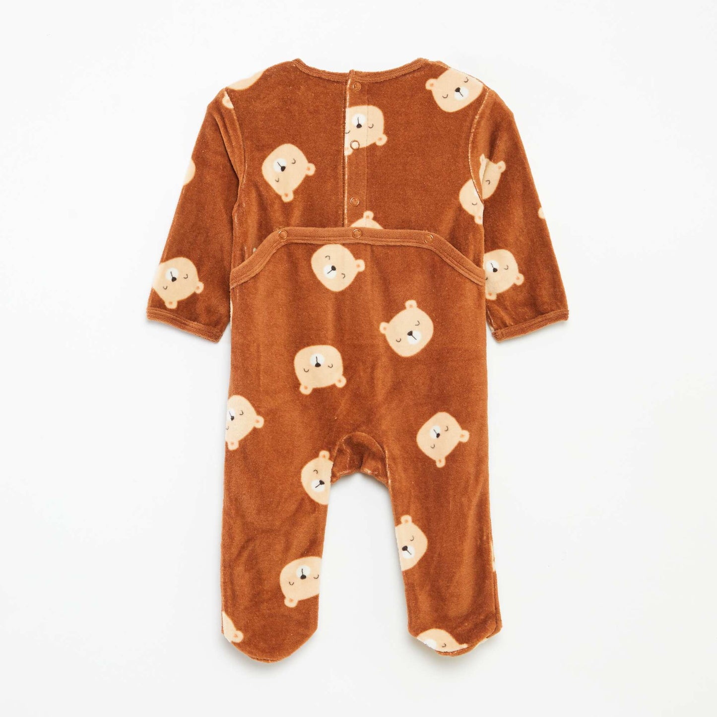 Velour sleepsuit with motif BROWN