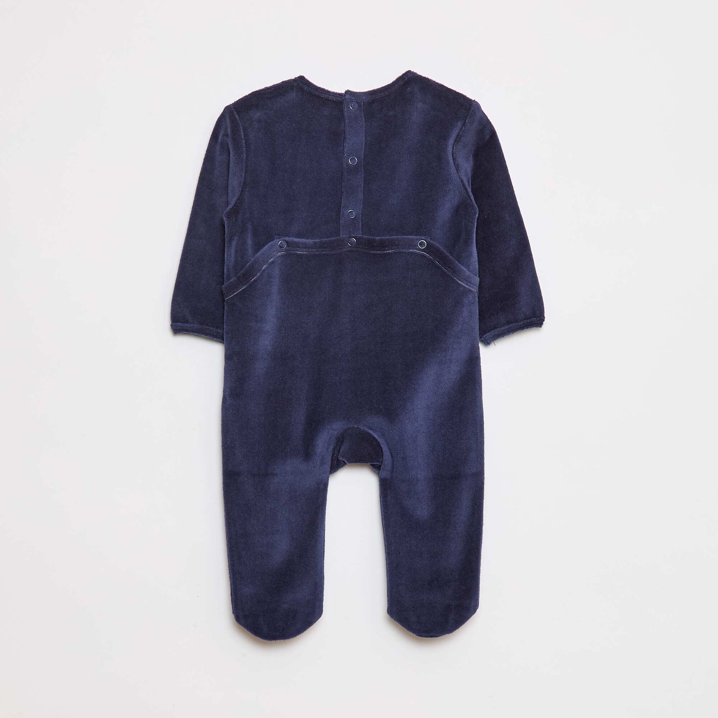 Fleece sleepsuit with feet and design on the front BLUE