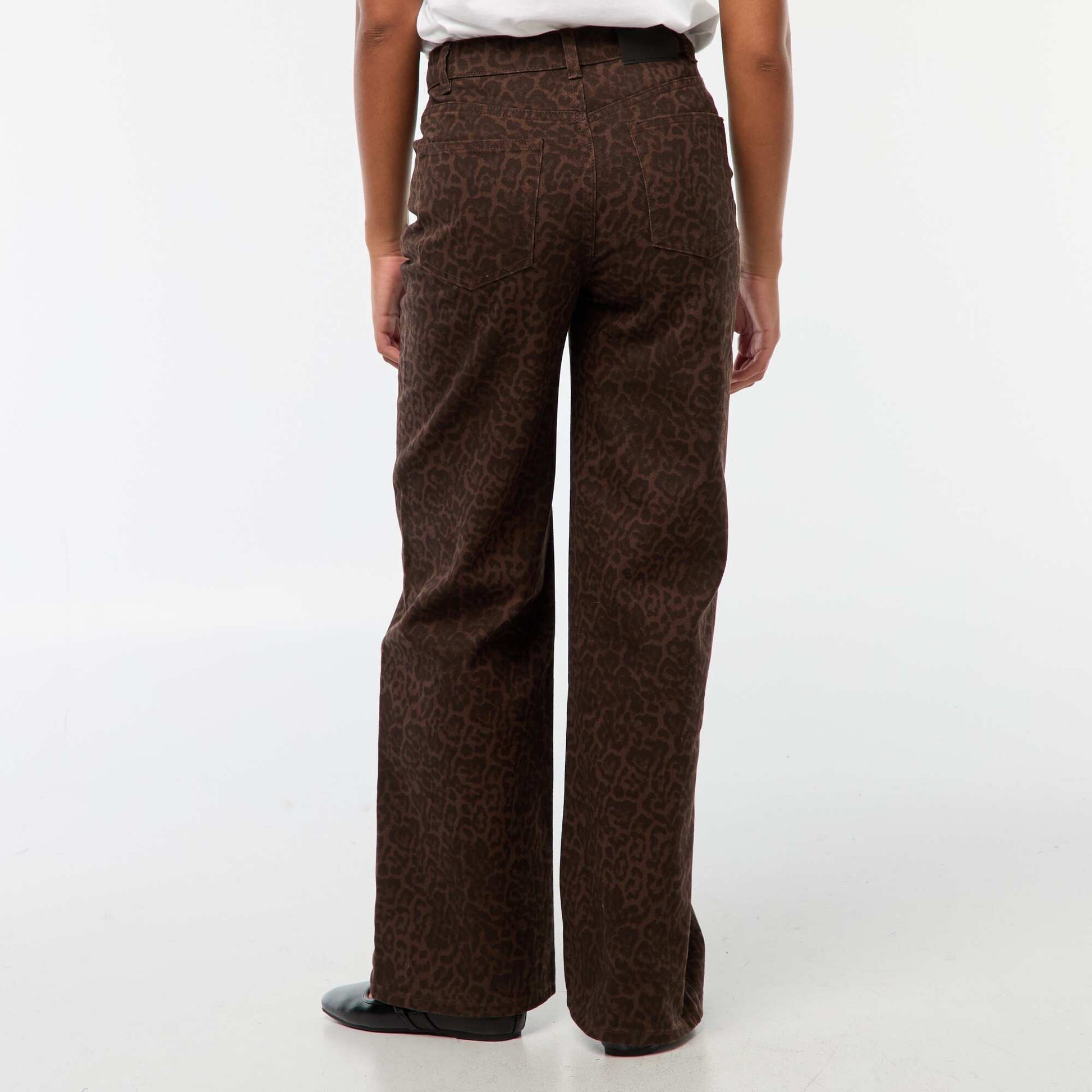 High-rise wide-leg jeans BEIGE