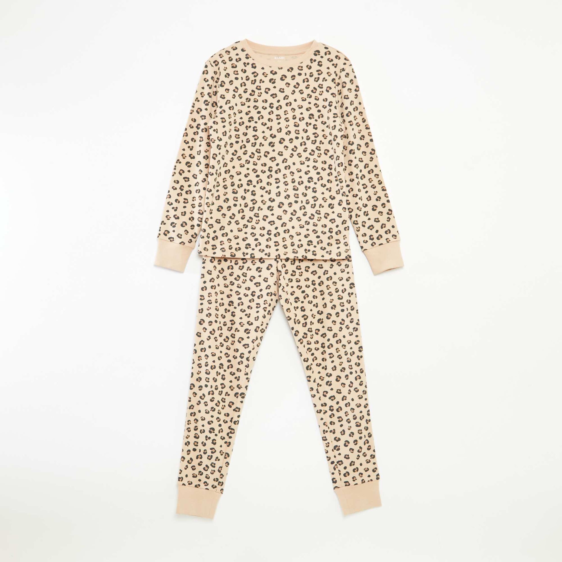 T-shirt and trousers pyjama set -  2-piece set BROWN