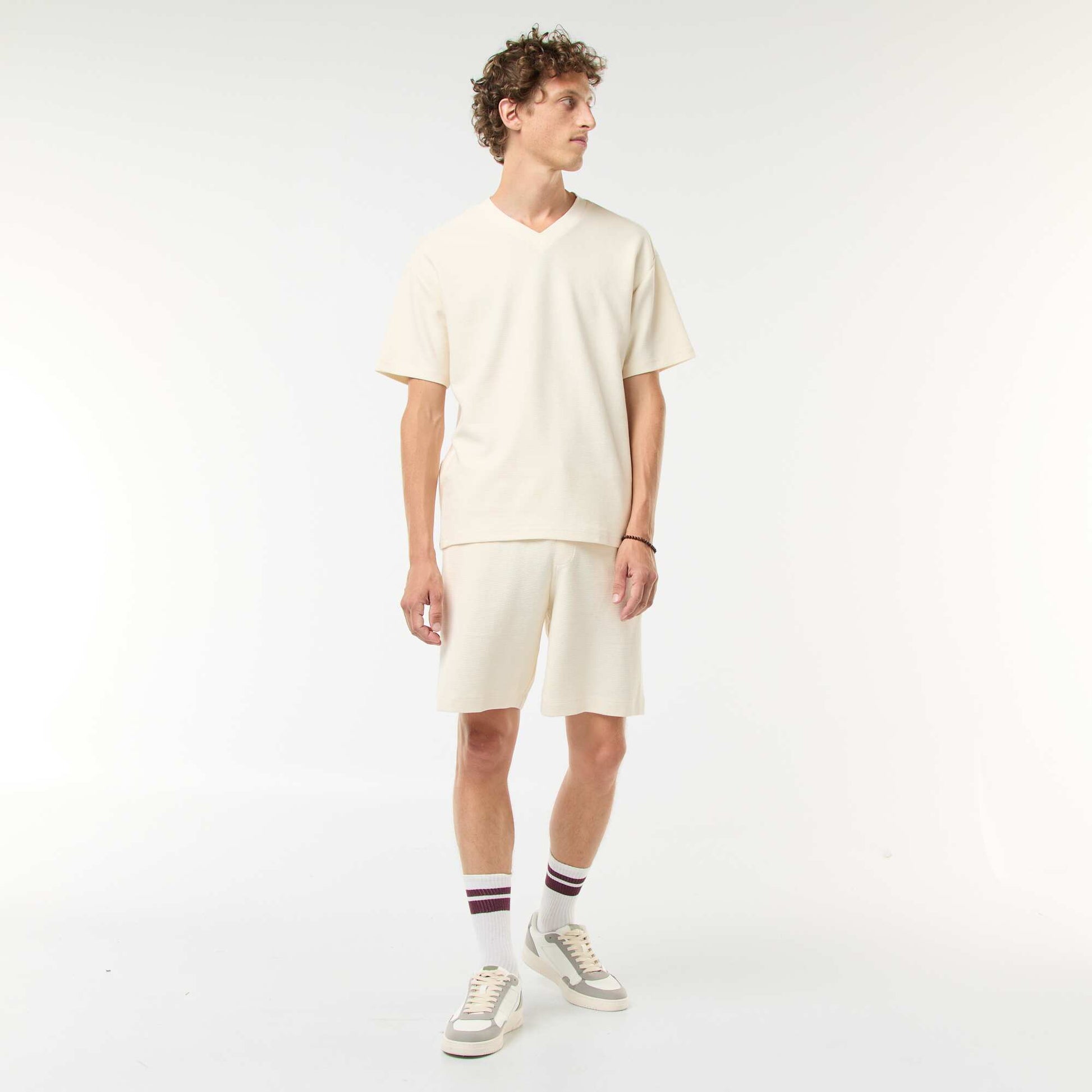 Sports shorts with fancy knit pockets WHITE