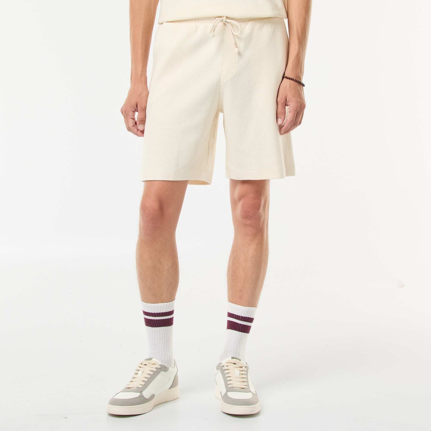 Sports shorts with fancy knit pockets WHITE