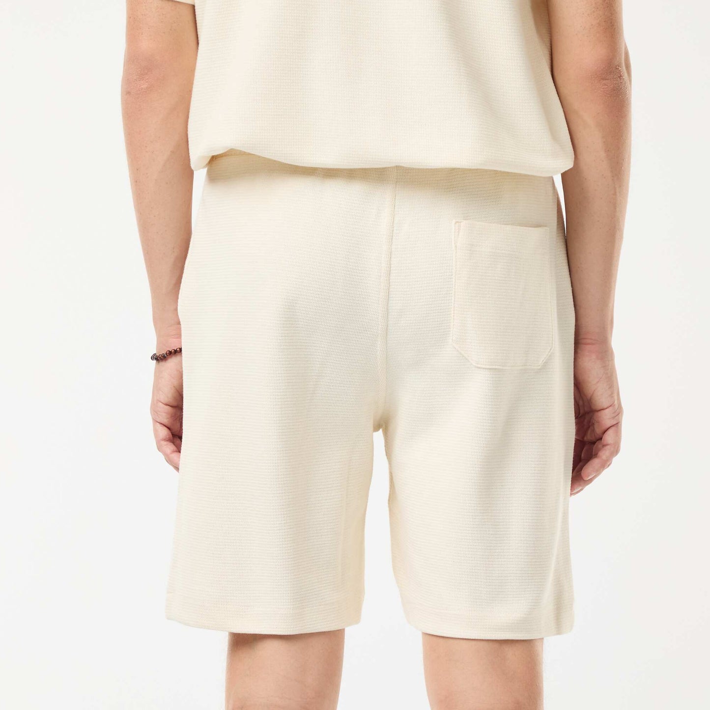 Sports shorts with fancy knit pockets WHITE