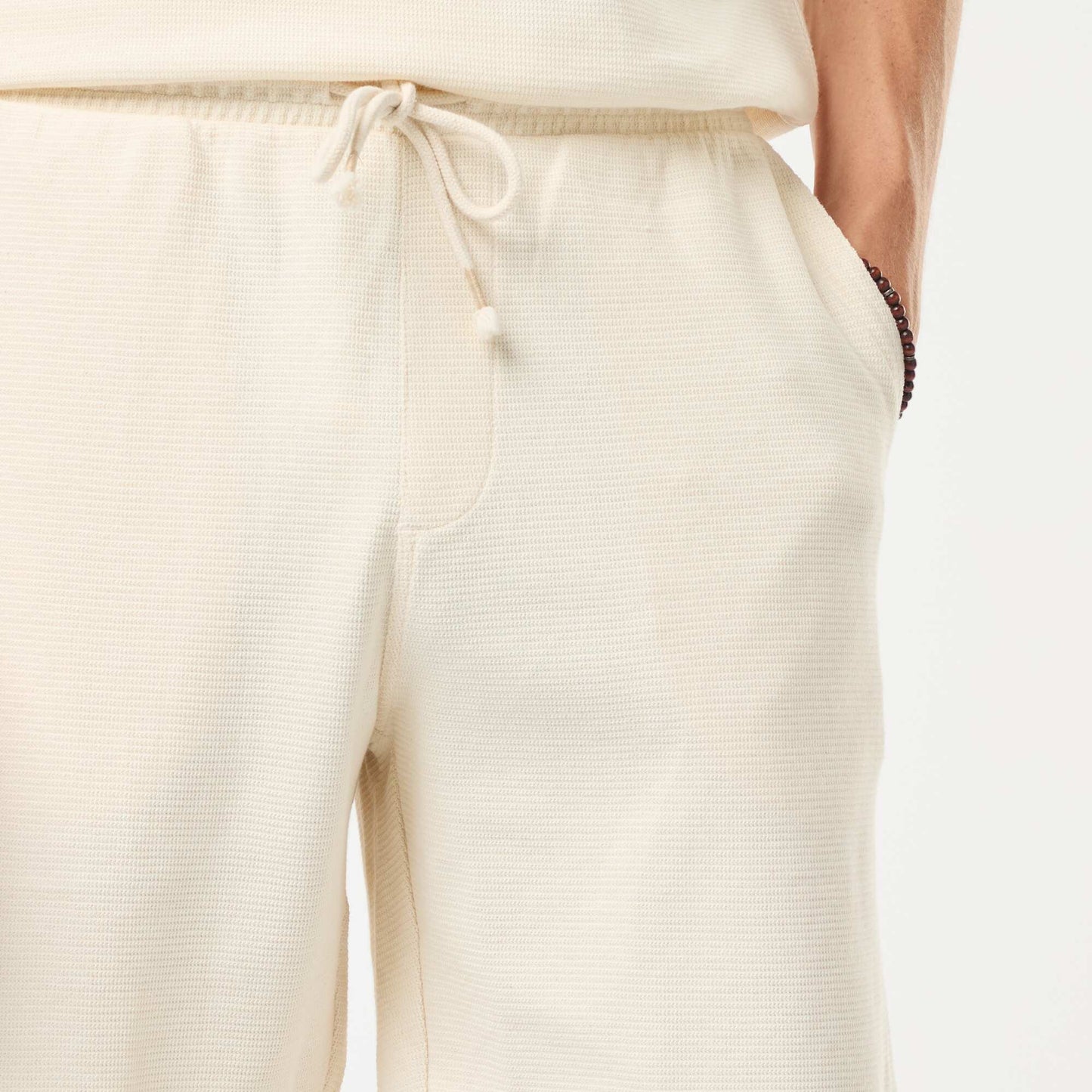Sports shorts with fancy knit pockets WHITE