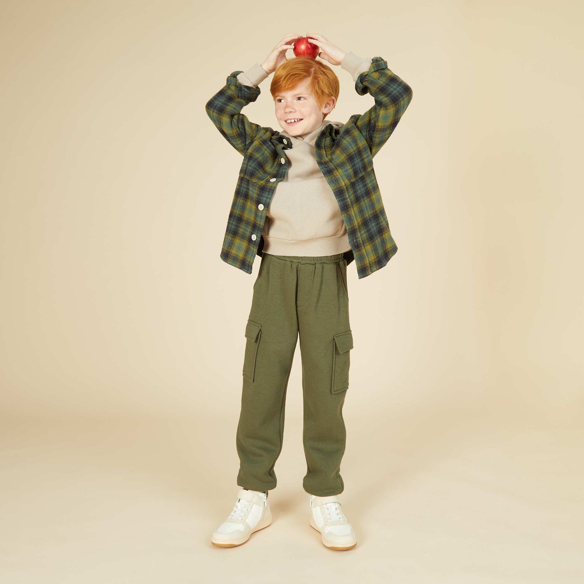 Multi-pocket sweatshirt fabric joggers GREEN