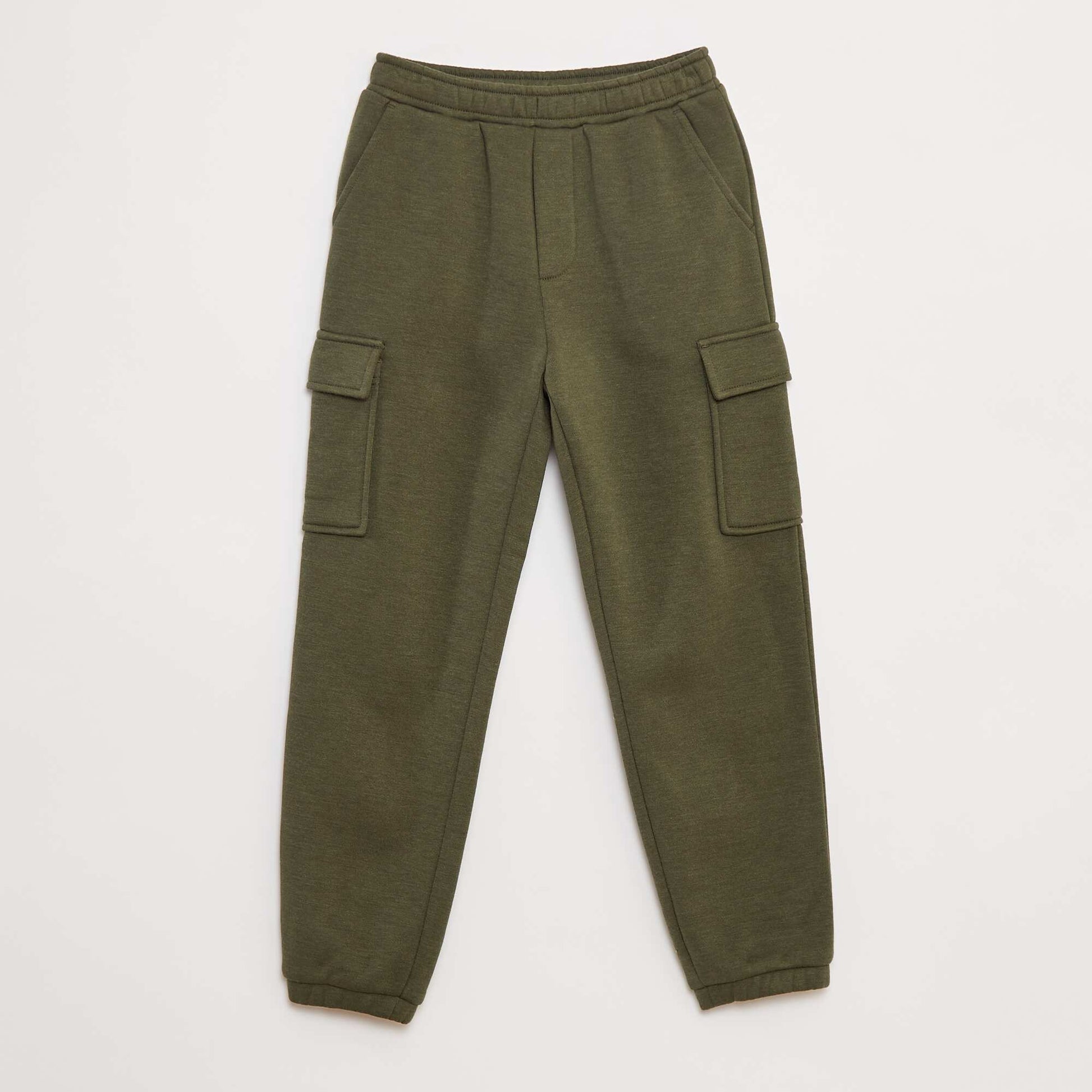 Multi-pocket sweatshirt fabric joggers GREEN
