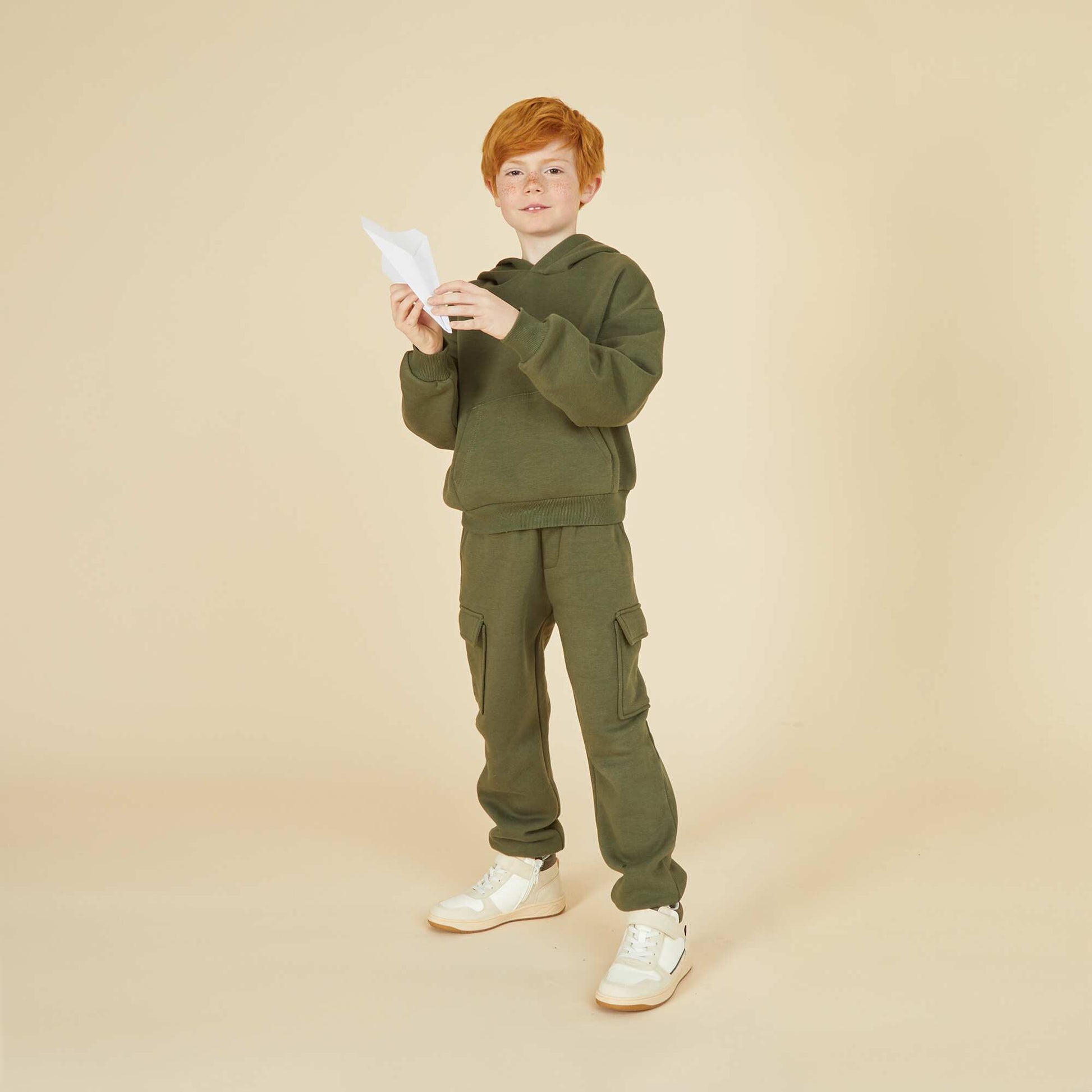 Multi-pocket sweatshirt fabric joggers GREEN
