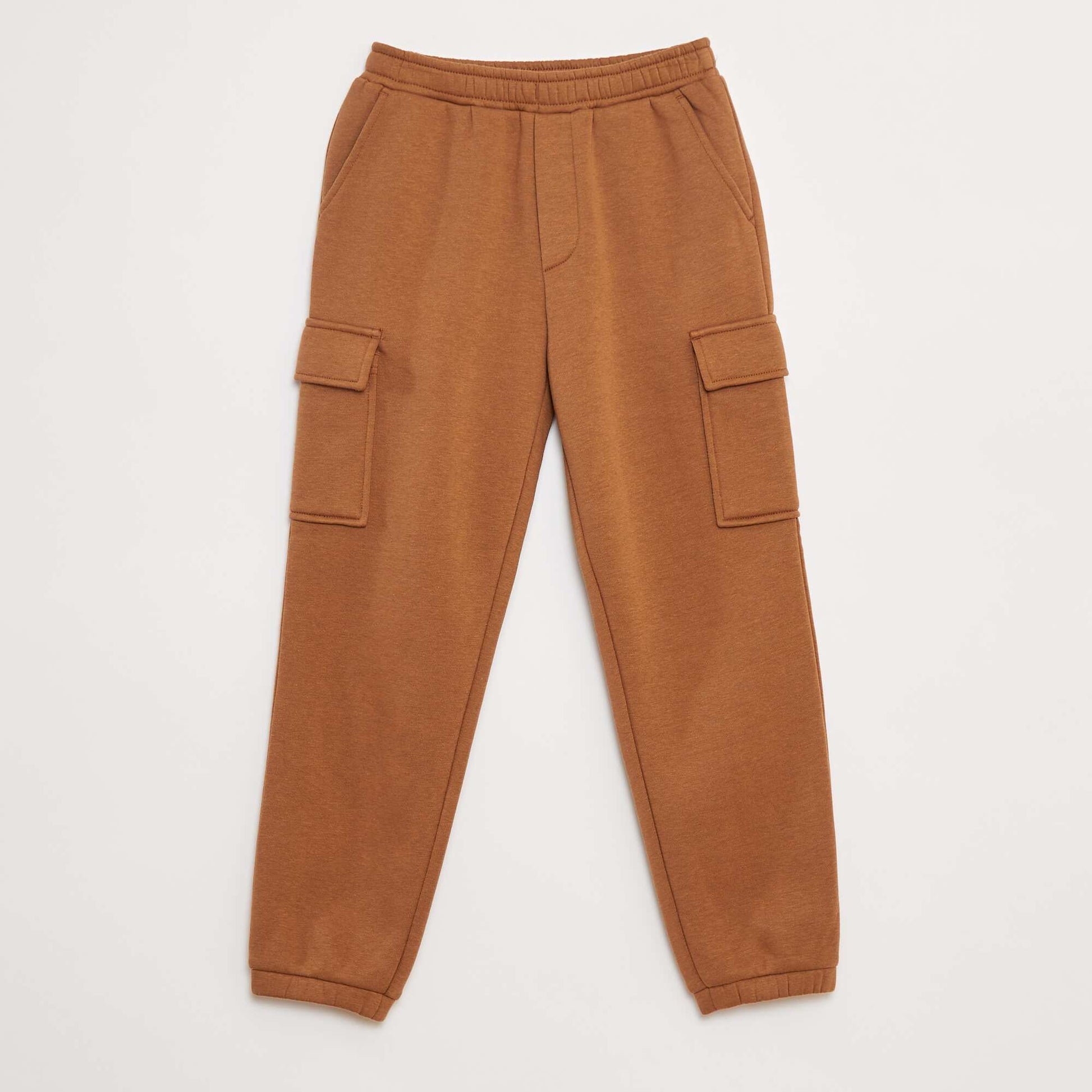 Multi-pocket sweatshirt fabric joggers BEIGE