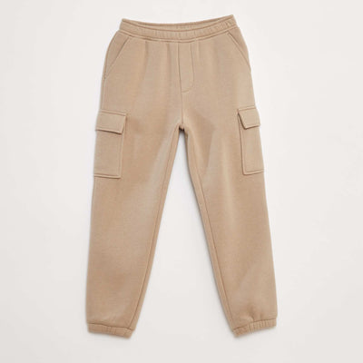 Multi-pocket sweatshirt fabric joggers BEIGE