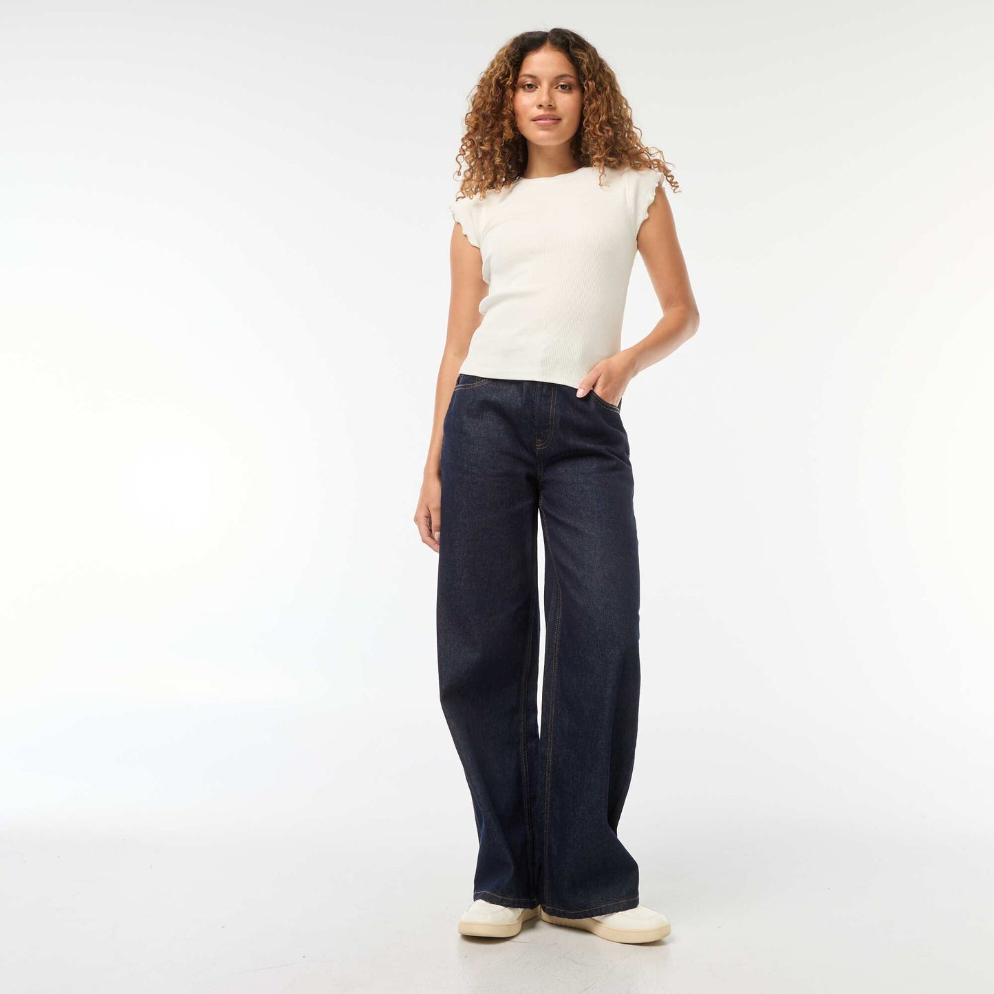 High-rise wide-leg 5-pocket jeans BLUE