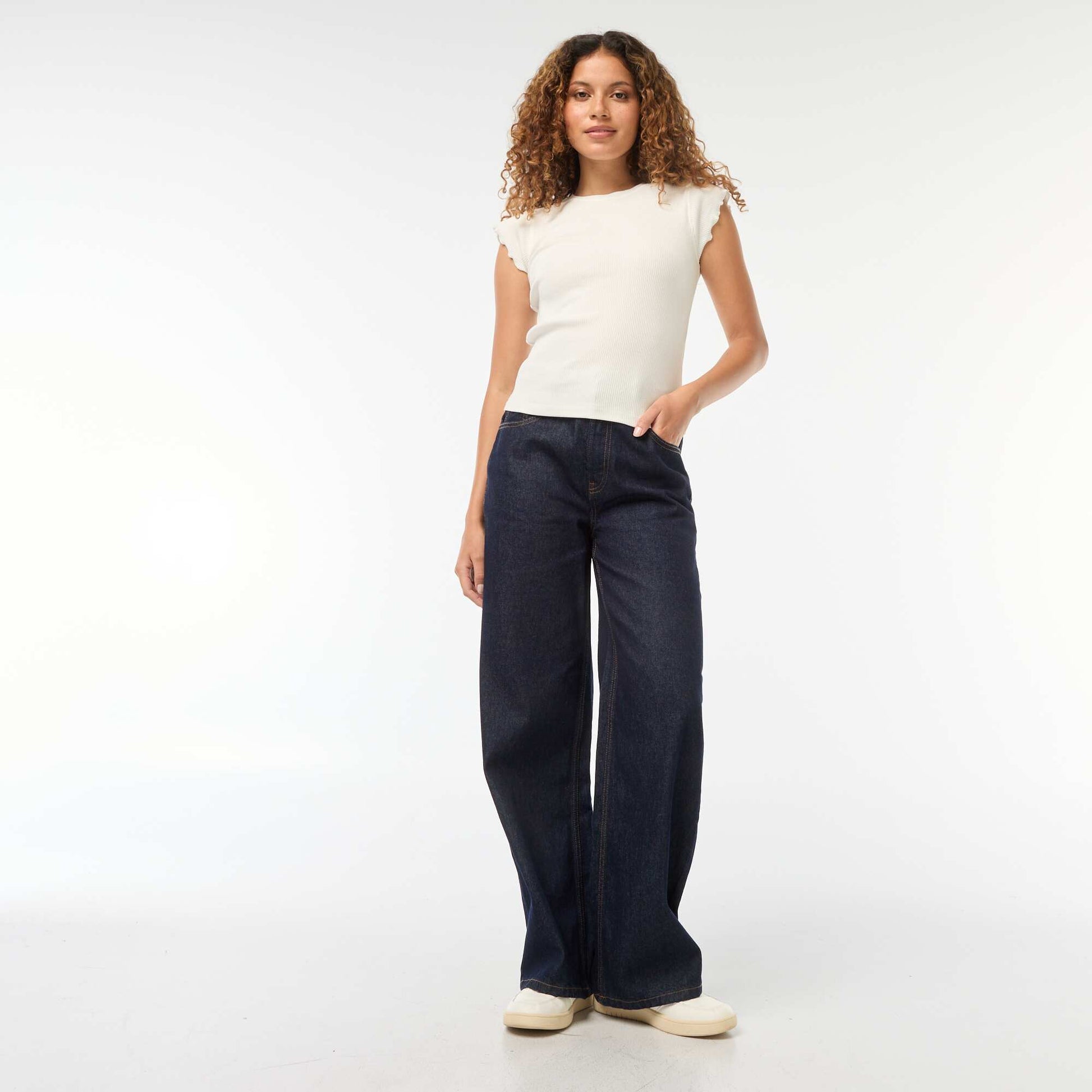 High-rise wide-leg 5-pocket jeans BLUE