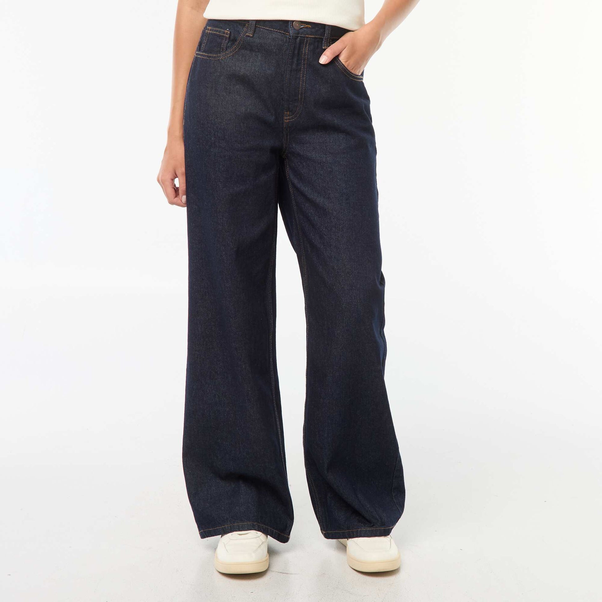 High-rise wide-leg 5-pocket jeans BLUE