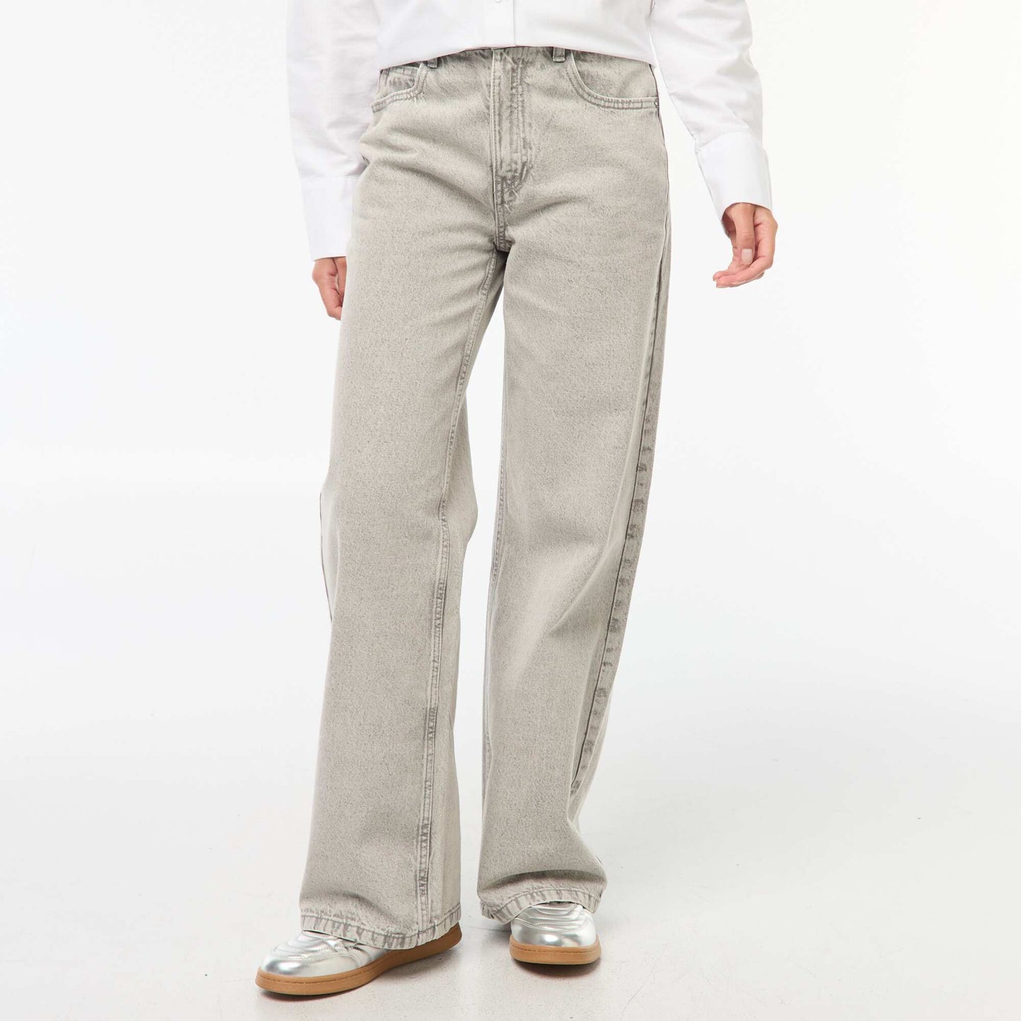 High-rise wide-leg 5-pocket jeans GREY