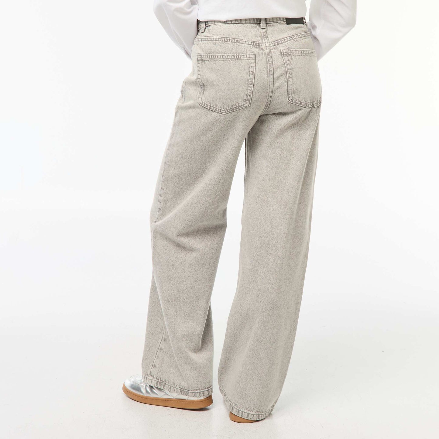 High-rise wide-leg 5-pocket jeans GREY